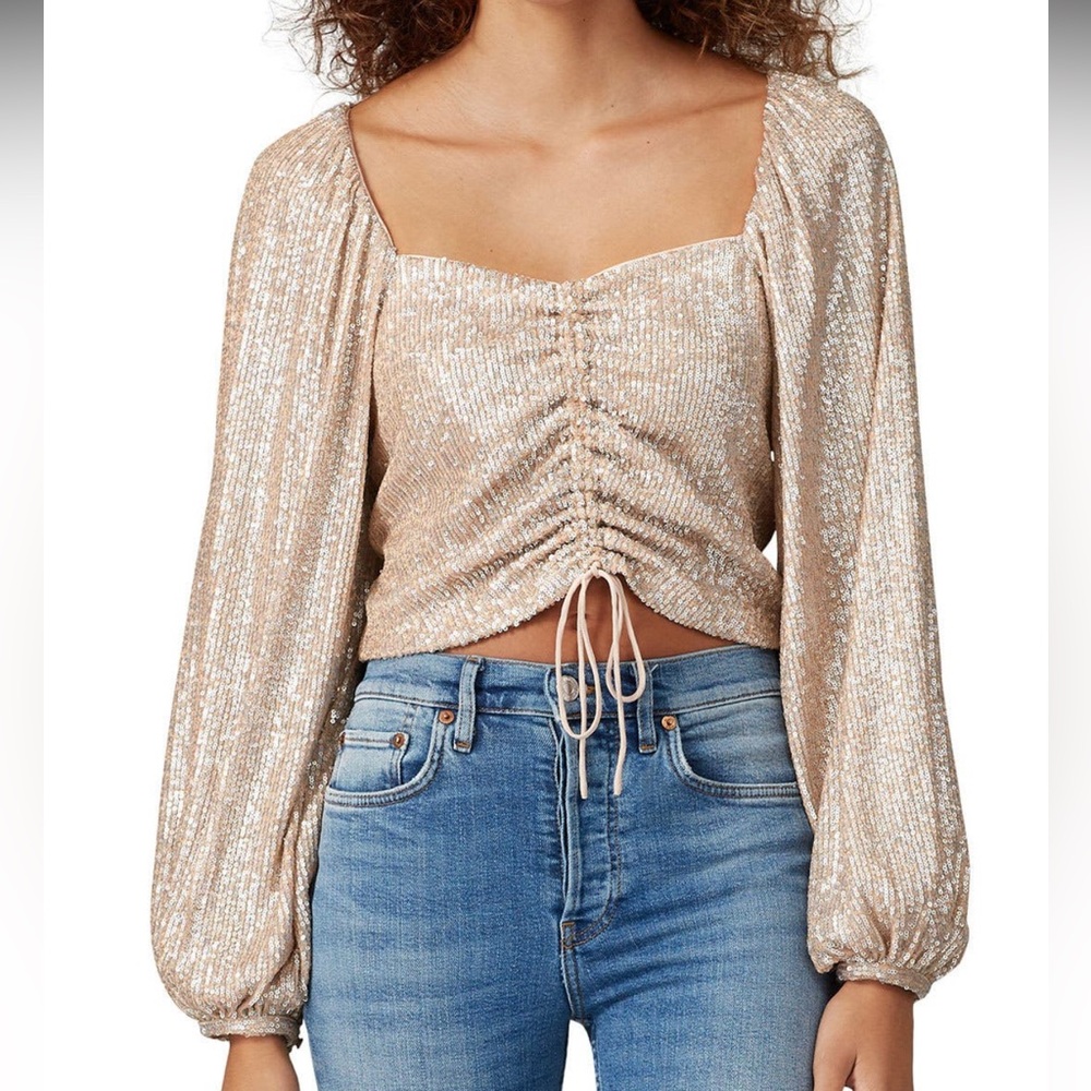SIMKHAI Sequin Ruched Front Top - Size XS - Picture 3 of 12